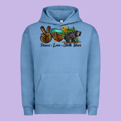 Peace Love Sloth Bear Urban Hoodie Designed By Lillyallendesigns