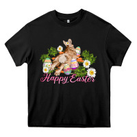 Black easter bunny with carrots and daisy Heavy Core Tee - AdoDesignShop