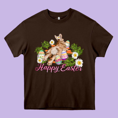 Easter Bunny With Carrots And Daisy Heavy Core Tee Designed By Adodesignshop