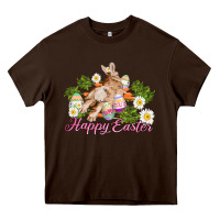Chocolate Brown easter bunny with carrots and daisy Heavy Core Tee - AdoDesignShop