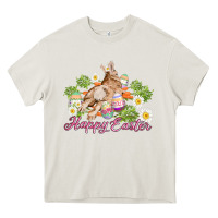 Cream easter bunny with carrots and daisy Heavy Core Tee - AdoDesignShop