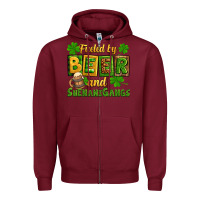 Burgundy St. Patrick's Fueled by beer and shenanigangs Zipper Hoodie - OliviaCreatesArt