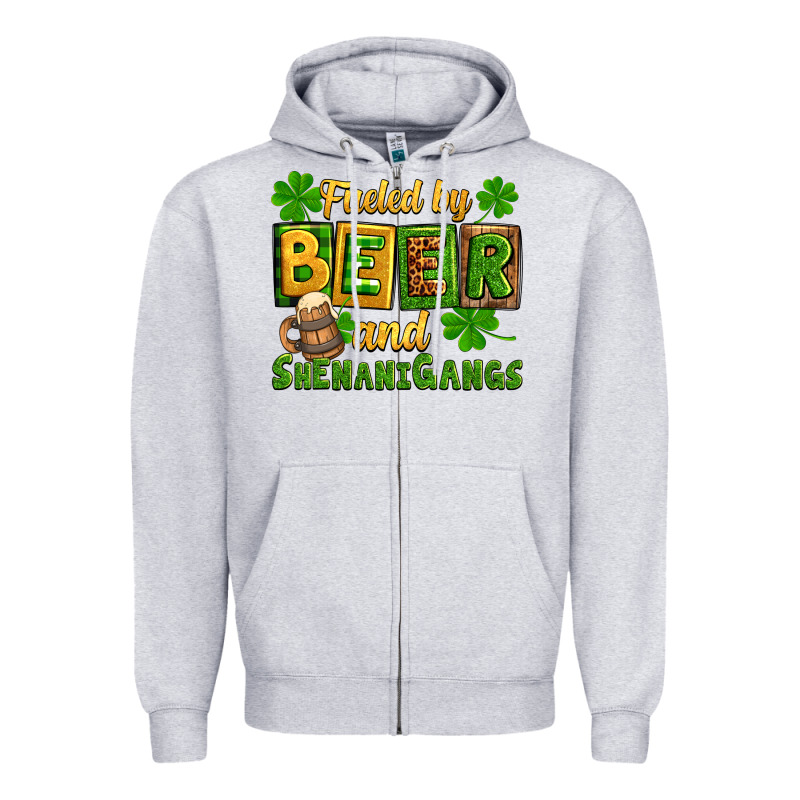 St. Patrick's Fueled By Beer And Shenanigangs Zipper Hoodie by OliviaCreatesArt | Teevron