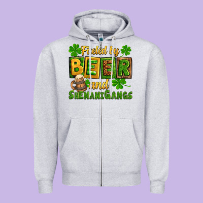 St. Patrick's Fueled By Beer And Shenanigangs Zipper Hoodie Designed By Oliviacreatesart