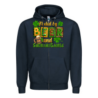 Navy St. Patrick's Fueled by beer and shenanigangs Zipper Hoodie - OliviaCreatesArt