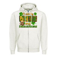 Oatmeal Heather St. Patrick's Fueled by beer and shenanigangs Zipper Hoodie - OliviaCreatesArt