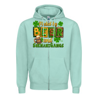 Seafoam St. Patrick's Fueled by beer and shenanigangs Zipper Hoodie - OliviaCreatesArt