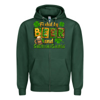 Sports Green St. Patrick's Fueled by beer and shenanigangs Zipper Hoodie - OliviaCreatesArt