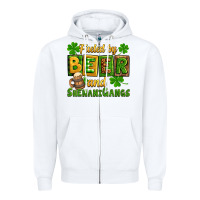 White St. Patrick's Fueled by beer and shenanigangs Zipper Hoodie - OliviaCreatesArt