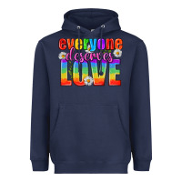 Navy Everyone Deserves Love Pride Lgbtq Heavyweight Hoodie - BundleAndBundleShop