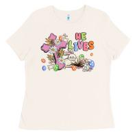 Bone he lives with bunnys and eggs Ladies Tee - MaliasSmallBusiness