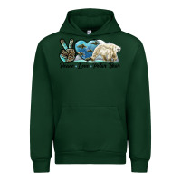 Forest Green peace love polar bear Urban Hoodie - LillyAllenDesigns