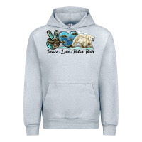 Heather Grey peace love polar bear Urban Hoodie - LillyAllenDesigns