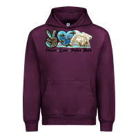 Mauve Wine peace love polar bear Urban Hoodie - LillyAllenDesigns
