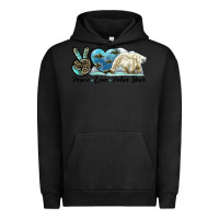 Pigment Black peace love polar bear Urban Hoodie - LillyAllenDesigns