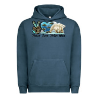 Pigment Midnight Navy peace love polar bear Urban Hoodie - LillyAllenDesigns