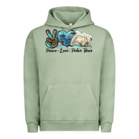 Pigment Oil Green peace love polar bear Urban Hoodie - LillyAllenDesigns