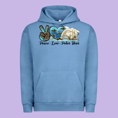 Peace Love Polar Bear Urban Hoodie Designed By Lillyallendesigns