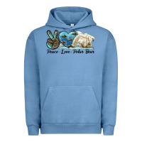 Pigment Pebble Blue peace love polar bear Urban Hoodie - LillyAllenDesigns