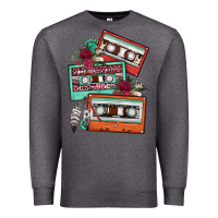 Charcoal Heather cassette floral gemstone Premium Sweatshirt - FaDigitalArtStudio