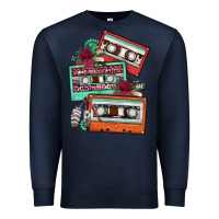 Navy cassette floral gemstone Premium Sweatshirt - FaDigitalArtStudio