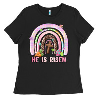 He Is Risen Easter Rainbow Ladies Tee | Teevron
