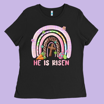 He Is Risen Easter Rainbow Ladies Tee Designed By Maliassmallbusiness