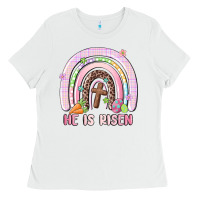 White he is risen easter rainbow Ladies Tee - MaliasSmallBusiness