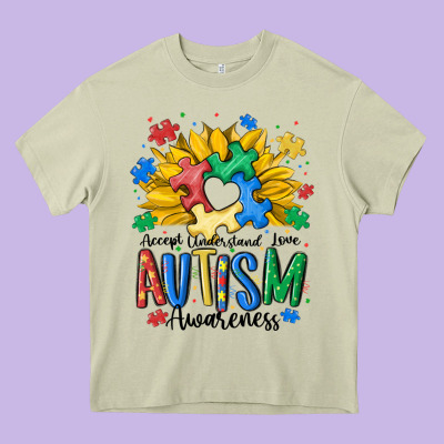 Accept Understand Love Awareness Heavy Core Tee Designed By Maliassmallbusiness