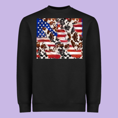 Cowhide Amerikan Flag Heavyweight Sweatshirt Designed By Tumblerdesignbyshophia