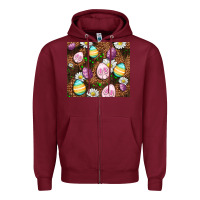 Burgundy Easter rabbit eggs Zipper Hoodie - OliviaCreatesArt