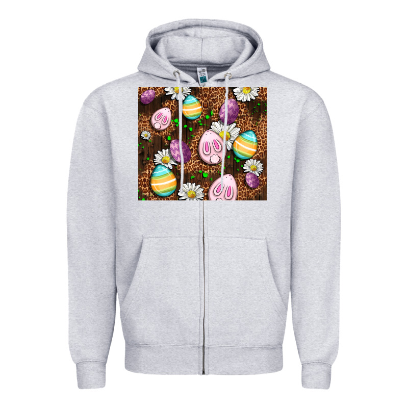 Easter Rabbit Eggs Zipper Hoodie by OliviaCreatesArt | Teevron