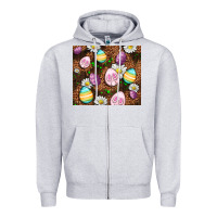 Heather Grey Easter rabbit eggs Zipper Hoodie - OliviaCreatesArt