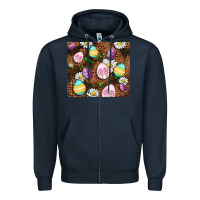 Navy Easter rabbit eggs Zipper Hoodie - OliviaCreatesArt