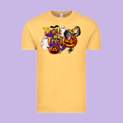 Trick Or Treat Chimpanzee Vintage Tee Designed By Lillyallendesigns