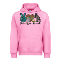 Fuchsia Pink Peace love raccoon Urban Hoodie - LillyAllenDesigns
