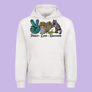 Peace Love Raccoon Urban Hoodie Designed By Lillyallendesigns