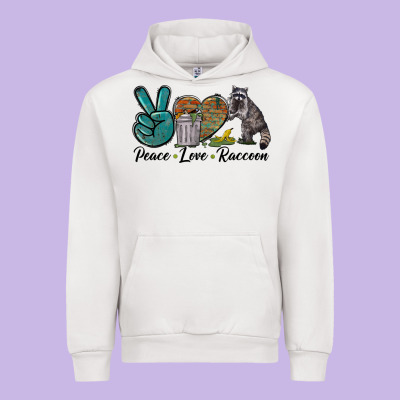 Peace Love Raccoon Urban Hoodie Designed By Lillyallendesigns