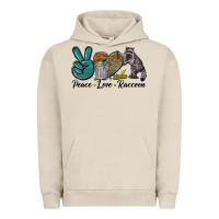 Pigment French Oak Peace love raccoon Urban Hoodie - LillyAllenDesigns