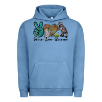 Pigment Pebble Blue Peace love raccoon Urban Hoodie - LillyAllenDesigns
