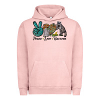 Pigment Salmon Peace love raccoon Urban Hoodie - LillyAllenDesigns