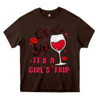Chocolate Brown oh sip it's a girl's trip Heavy Core Tee - MaliasSmallBusiness