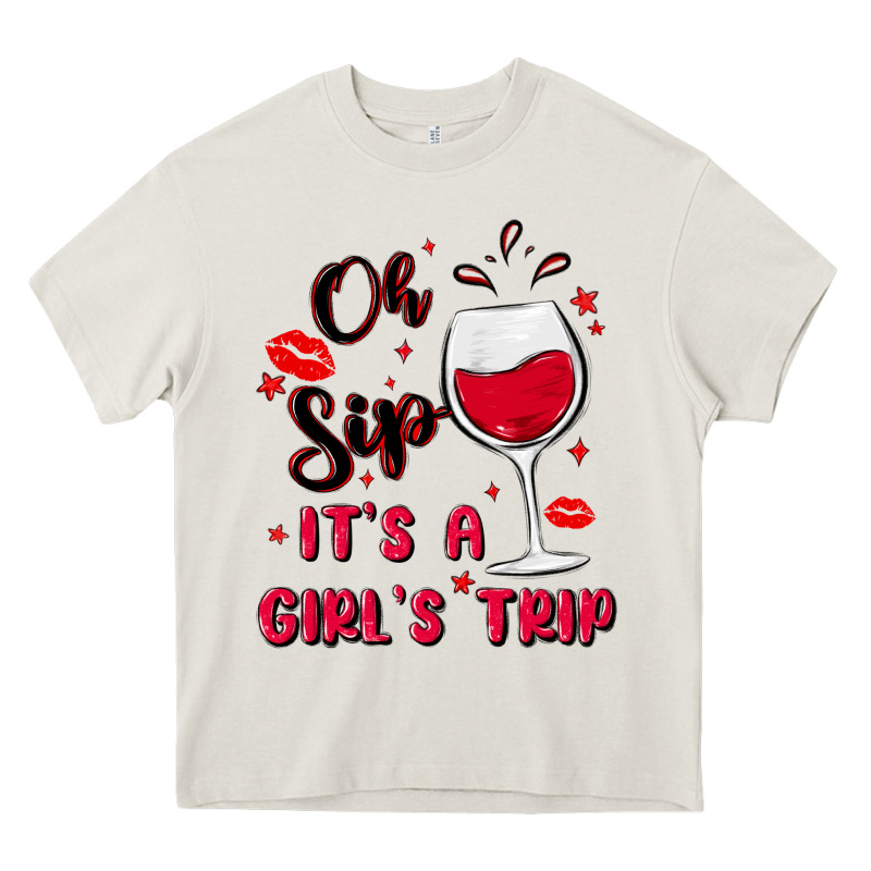 Oh Sip It's A Girl's Trip Heavy Core Tee by MaliasSmallBusiness | Teevron