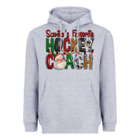 Heather Grey Santa's Favorite Hockey Coach For Christmas Heavyweight Hoodie - FaDigitalArtStudio
