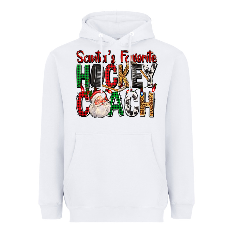 Santa's Favorite Hockey Coach For Christmas Heavyweight Hoodie by FaDigitalArtStudio | Teevron