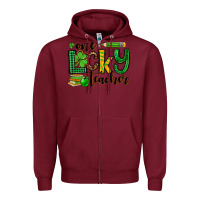 Burgundy St. Patrick's One lucky Teacher Zipper Hoodie - OliviaCreatesArt