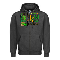 Charcoal Heather St. Patrick's One lucky Teacher Zipper Hoodie - OliviaCreatesArt