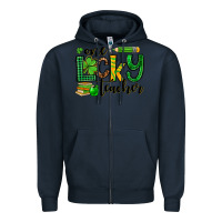 Navy St. Patrick's One lucky Teacher Zipper Hoodie - OliviaCreatesArt