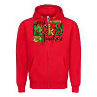 Red St. Patrick's One lucky Teacher Zipper Hoodie - OliviaCreatesArt