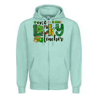 Seafoam St. Patrick's One lucky Teacher Zipper Hoodie - OliviaCreatesArt